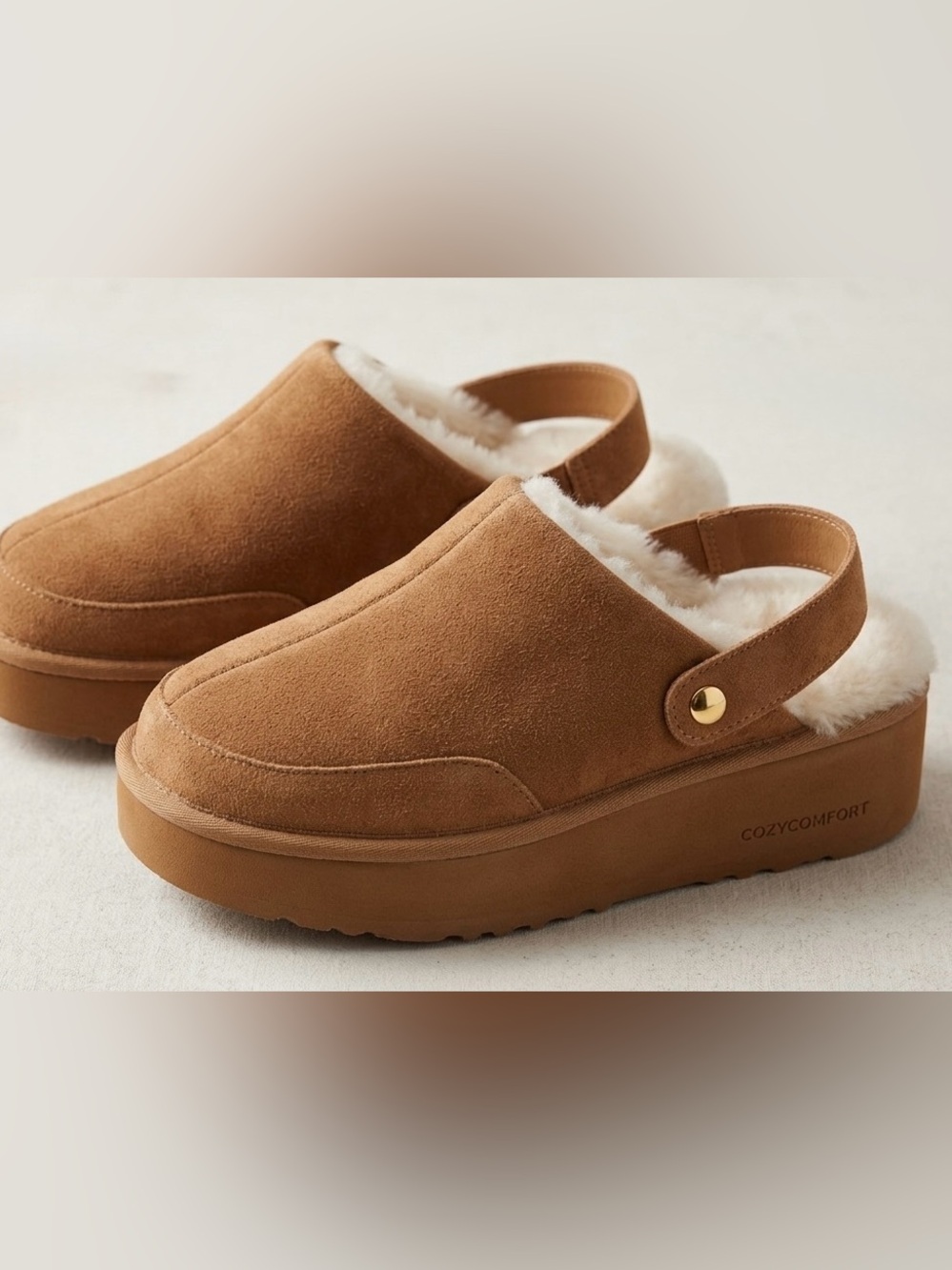 Brand New Womens Joyspun Size 9 Faux Fur Convertible Clog Slippers